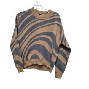 Rachel Rachel Roy Tan Gray Abstract Stripe Sweater Size Small
